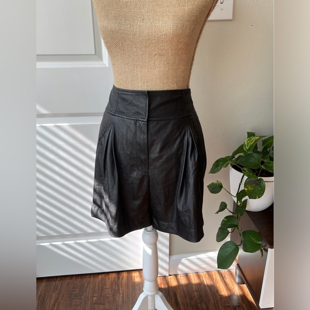 Rachel Roy Black Faux Leather Shorts